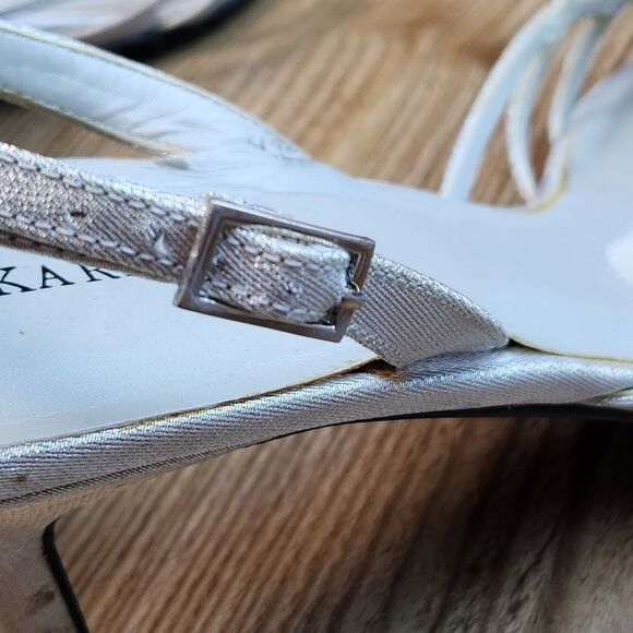💜Karen Scott Silver Rhinestone Racquel Strappy Kitten Heels Size 8.5 - Picture 7 of 10